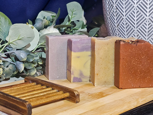 4 Pack of floral scented natural cold-process soap